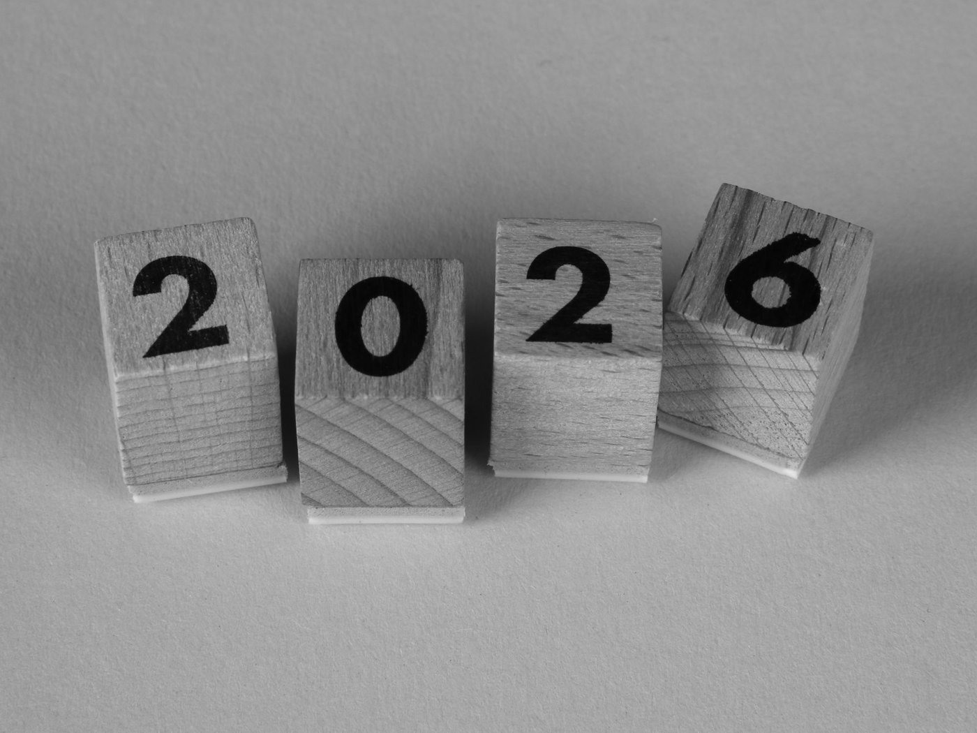 Wooden blocks spelling 2026